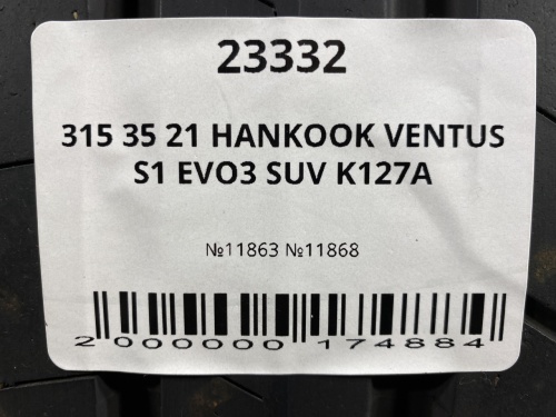 315 35 21 HANKOOK VENTUS S1 EVO3 SUV K127A