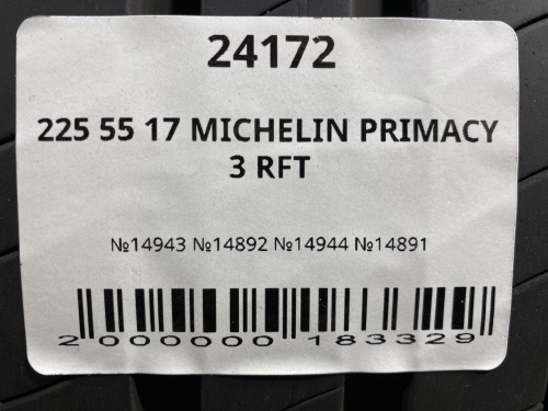 225 55 17 MICHELIN PRIMACY 3 RFT