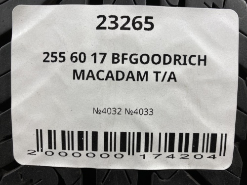 255 60 17 BFGOODRICH MACADAM T/A