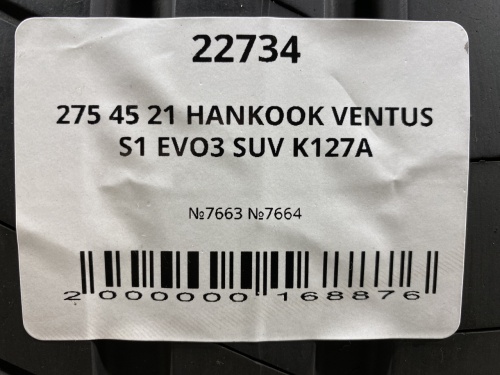 275 45 21 HANKOOK VENTUS S1 EVO3 SUV K127A