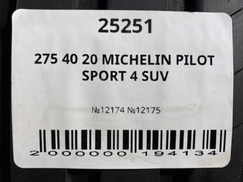 275 40 20 MICHELIN PILOT SPORT 4 SUV