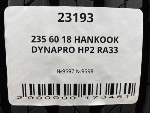 235 60 18 HANKOOK DYNAPRO HP2 RA33