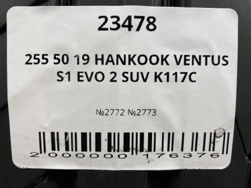255 50 19 HANKOOK VENTUS S1 EVO 2 SUV K117C