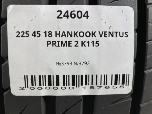 225 45 18 HANKOOK VENTUS PRIME 2 K115