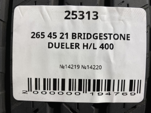265 45 21 BRIDGESTONE DUELER H/L 400