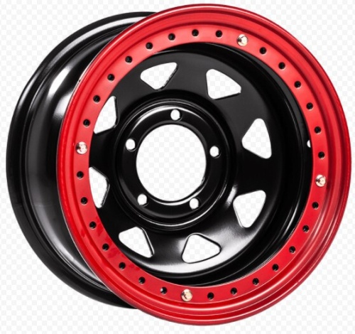 Off-Road-Wheels Black 8x16 5*150 Et:-14 Dia:112 черный с бедлоком (красный)